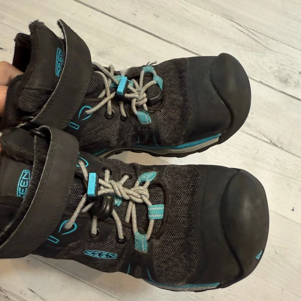Keen kids black and blue‎ hiking boots shoes youth size 12
